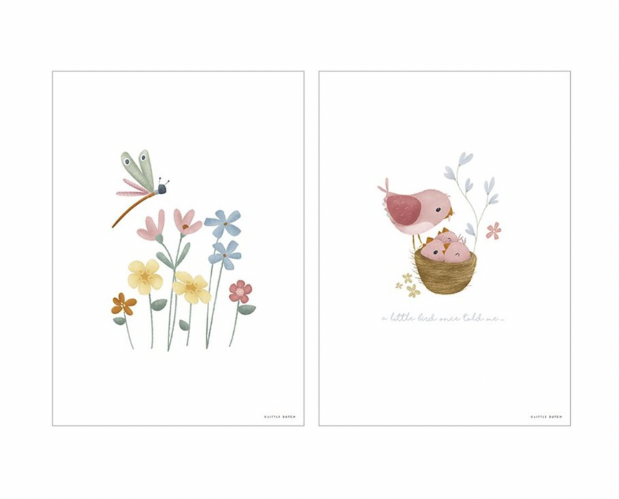 Poster Little Pink Flowers A3 - Little dutch