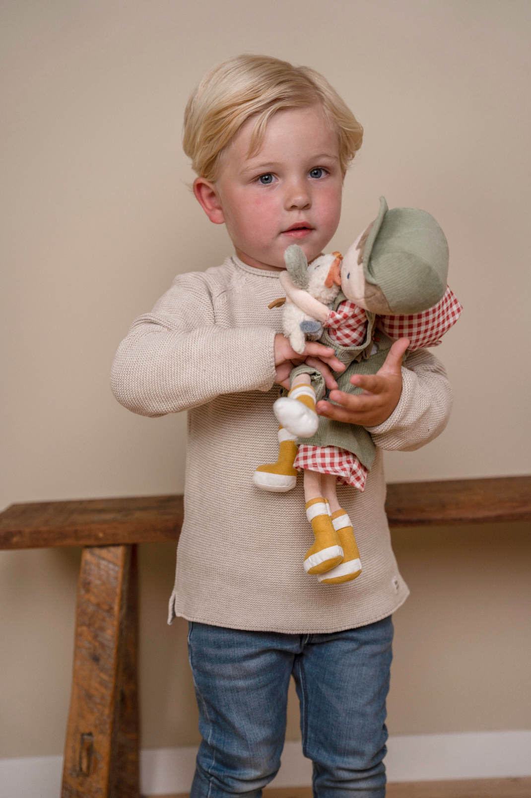Farmer Jim doll with chicken 35cm - Little Dutch