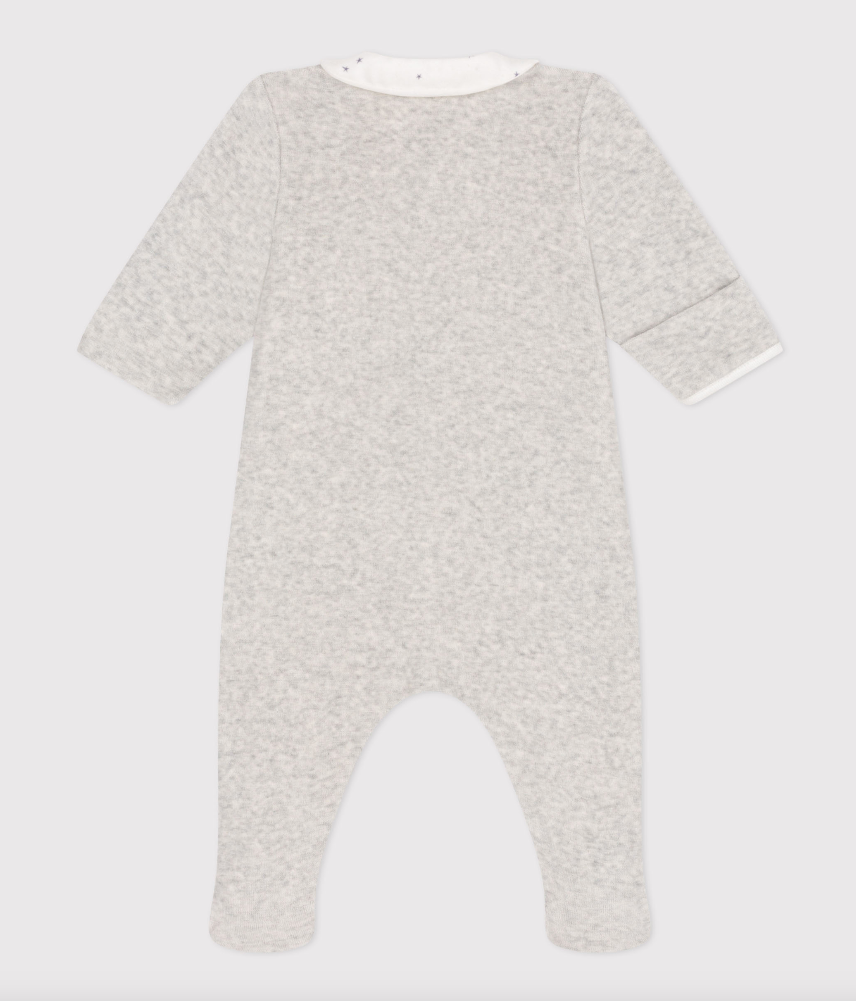 Pyjama bébé en velours avec col | Beluga chiné - Petit Bateau