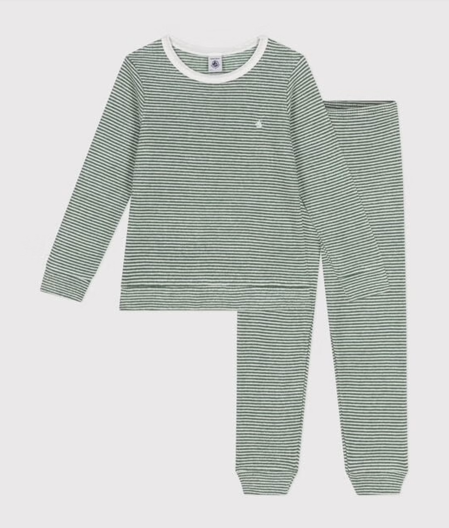 Pyjama rayé en bouclette éponge grattée Enfant - Petit Bateau