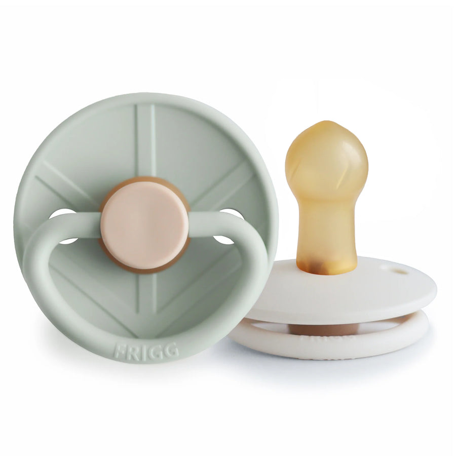 Pack of 2 Little Viking Sage/Cream T1 Natural Rubber Pacifiers (0-6M) - FRIGG 