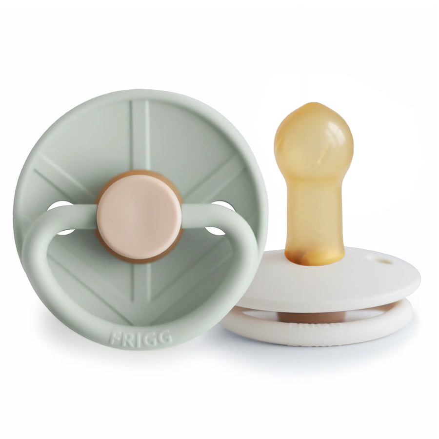 Pack of 2 Little Viking Sage/Cream T2 Natural Rubber Pacifiers (6-18M) - FRIGG 