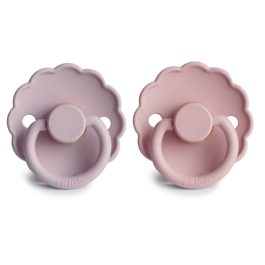 Pack of 2 natural rubber pacifiers Daisy Baby Pink/Soft Lilac T2 (6-18M) - FRIGG 