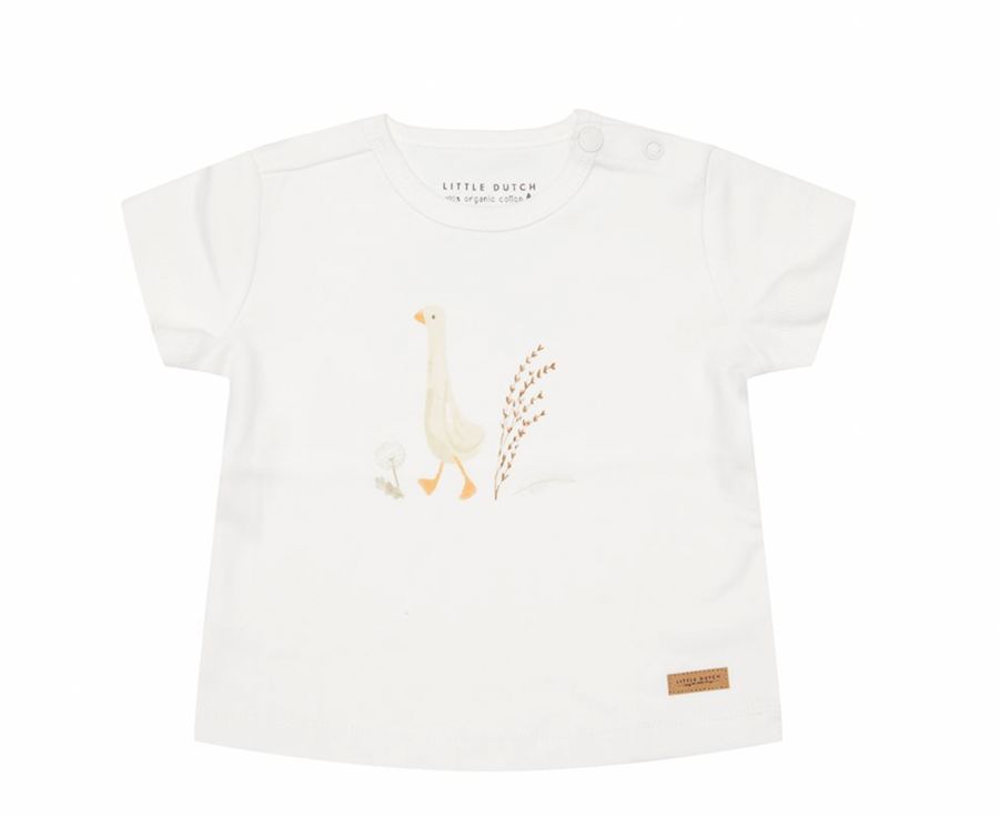 Short-sleeved t-shirt Little Goose Walking White - Little Dutch