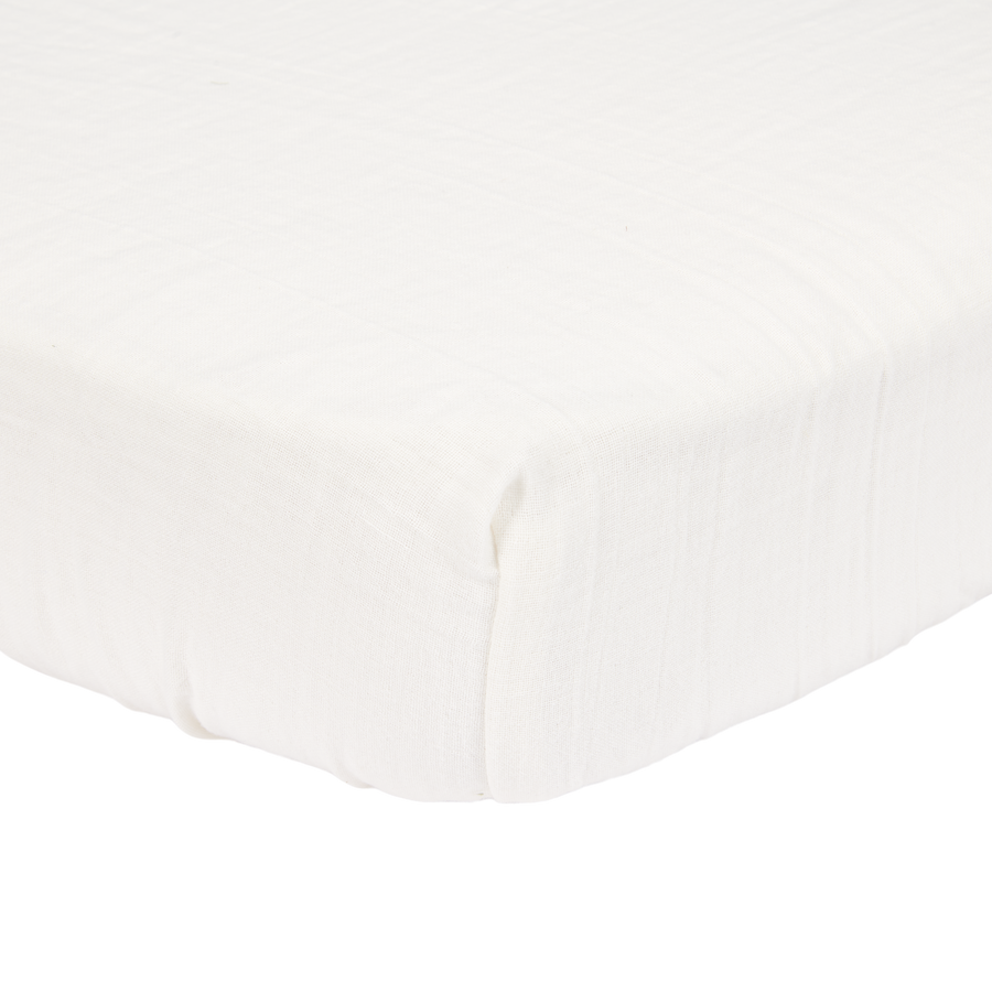 Drap-housse lit 70x140/150cm Mousseline Soft White - Little dutch