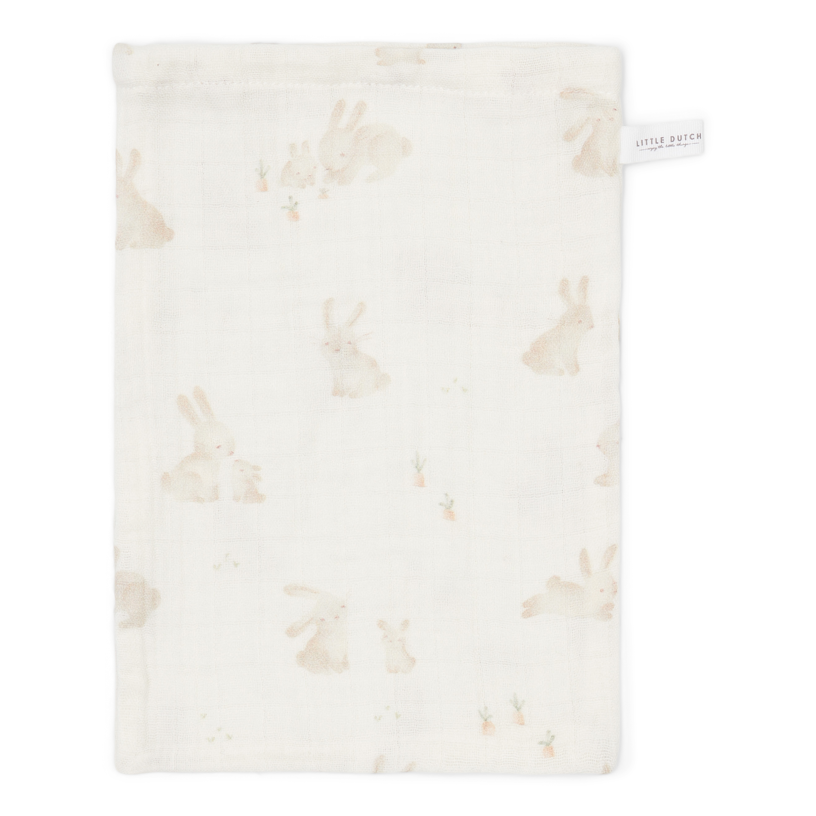 Set of 2 Baby Bunny muslin washcloths / Beige - Little dutch