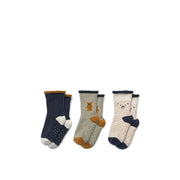 Pack of 3 non-slip baby socks Eloy | Peach/Sandy - Liewood