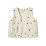 Gilet brodé en teddy Helgo | Peach/Sandy embroidery - Liewood