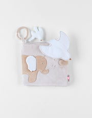 Babou activity soft toy in Veloudoux and Caramel muslin - Noukies