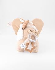 Babou activity soft toy in Veloudoux and Caramel muslin - Noukies