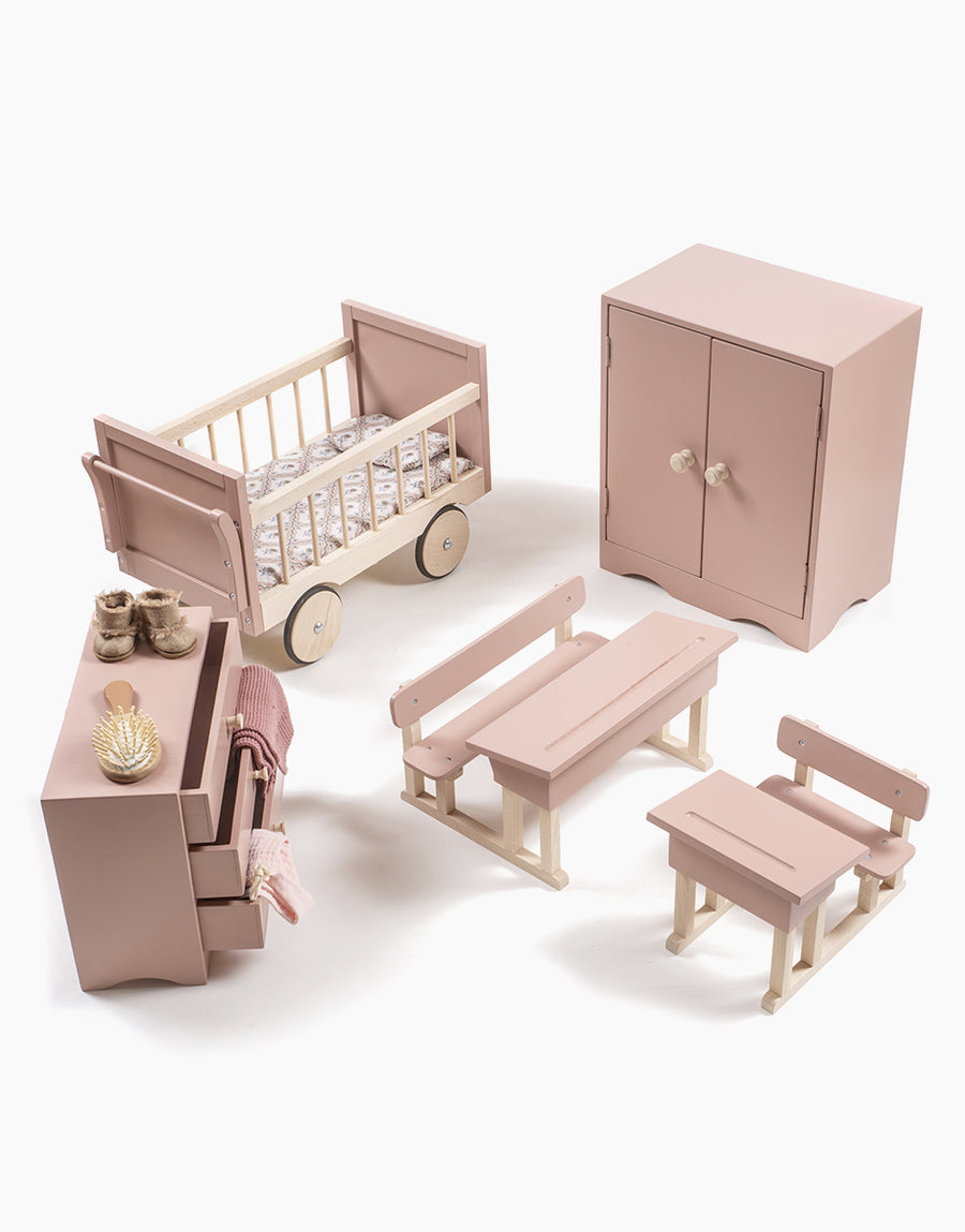 Elliot “Marcassins” wooden and wicker pram for doll - Minikane