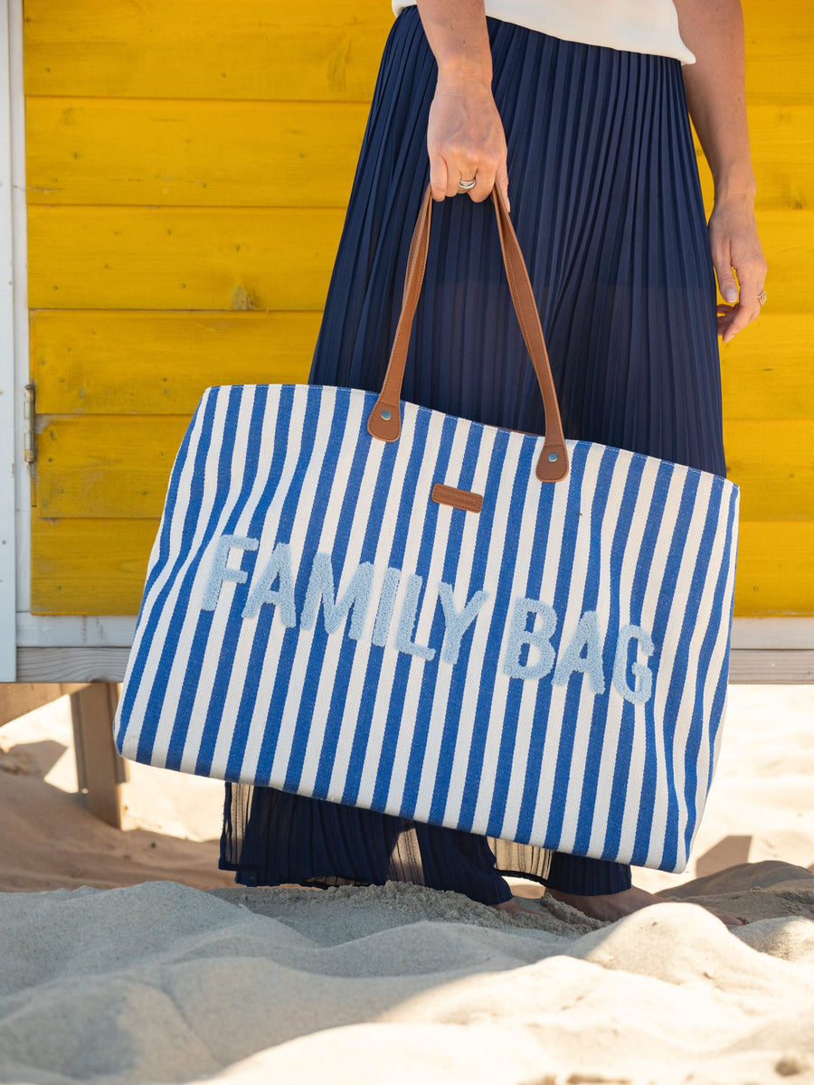 Family Bag sac à langer rayures Bleu electrique/Bleu - Childhome