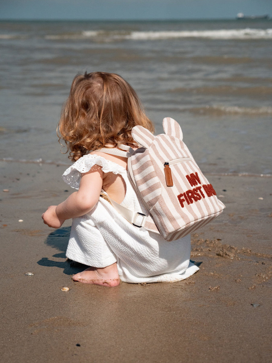 Sac à dos "My first bag" Rayures Nude/Terracotta - Childhome