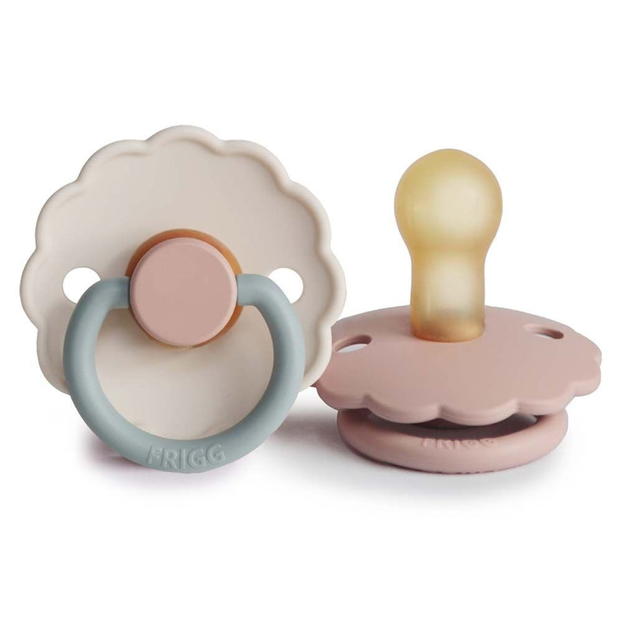 Pack of 2 Daisy Baby Natural Rubber Pacifiers Blush/Cream T1 (0-6M) - FRIGG 