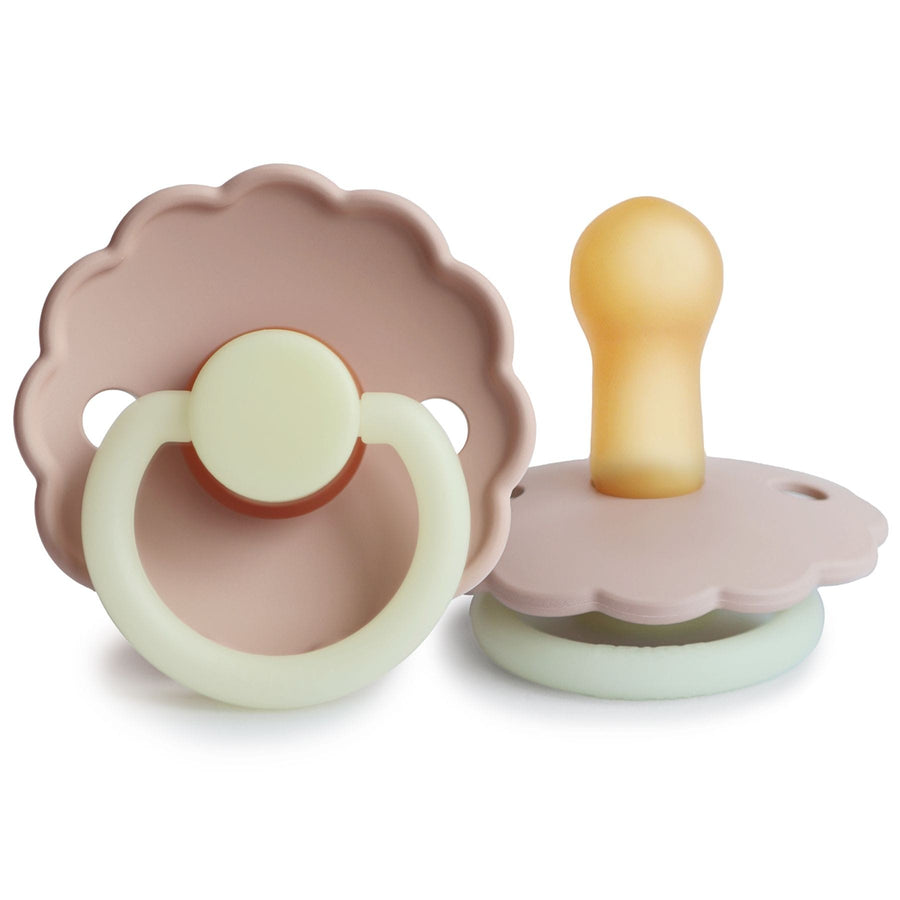 Pack of 2 Daisy Night Croissant/Cream T2 natural rubber pacifiers (6-18M) - FRIGG 