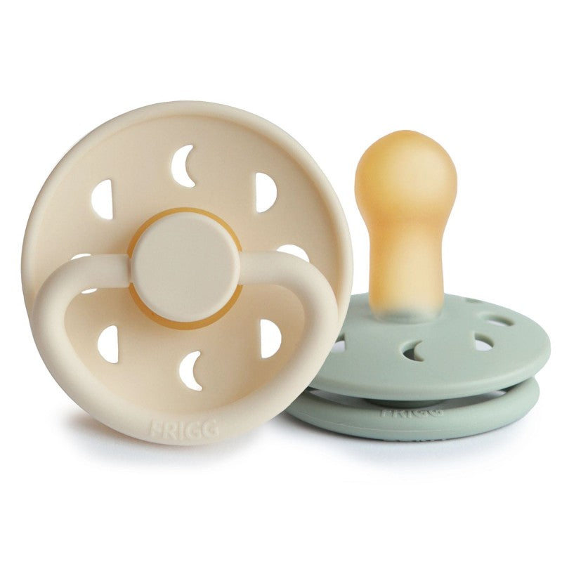 Pack of 2 natural rubber pacifiers Moon Cream/Sage T2 (6-18M) - FRIGG 