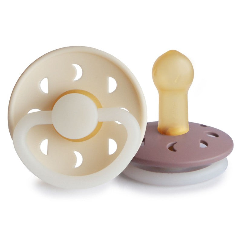 Pack of 2 natural rubber pacifiers Moon Night Cream/Tw.Mauve T2 (6-18M) - FRIGG 