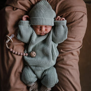 Pantalon en grosse maille bébé Light Mint - Mushie