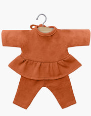 Ophélia set in marsala jersey voor Babies-pop - Minikane