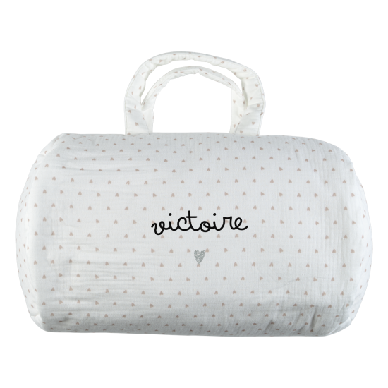 Sac polochon Mini en Gaze de coton Coeurs - Atelier Wagram