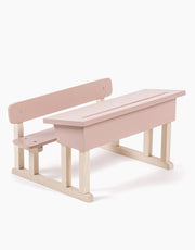 Pupitre d’écolier double pour poupées Minikane en bois rose poudré - Minikane