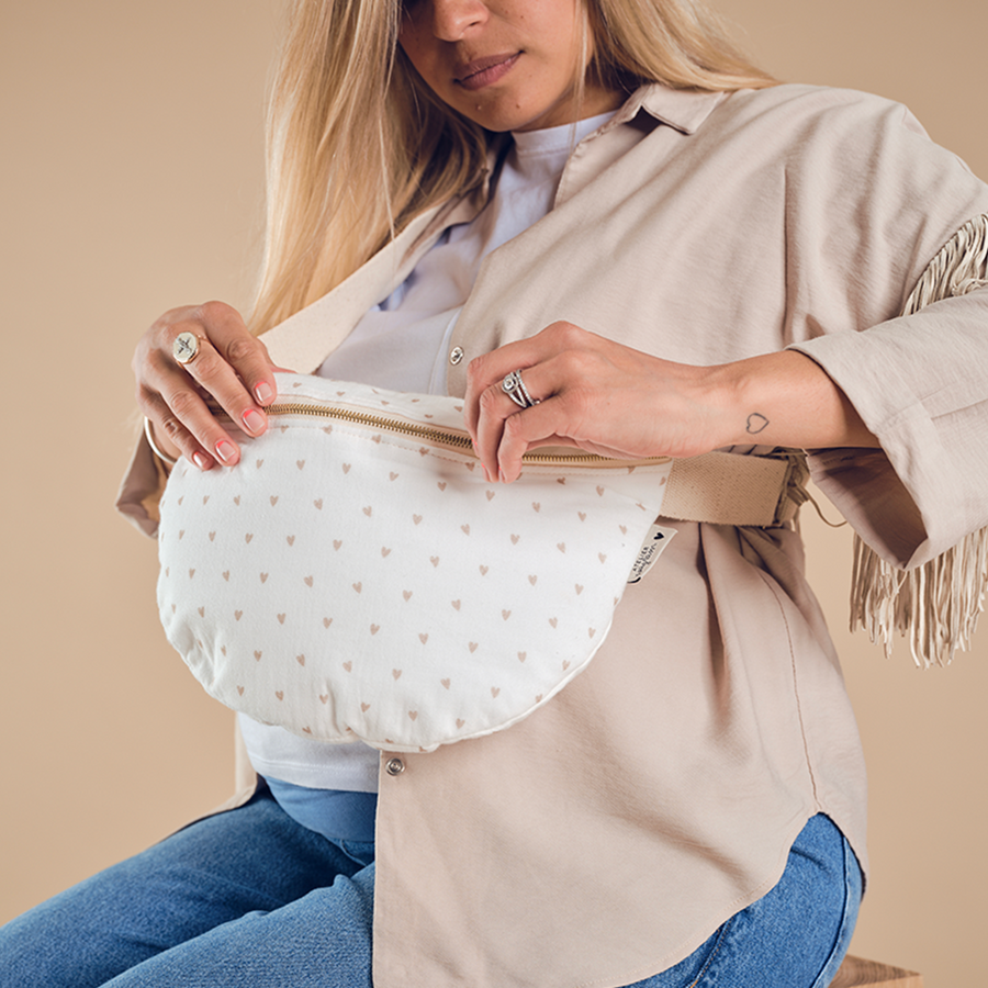 Sac banane Adulte Gaze de coton Coeurs - Atelier Wagram