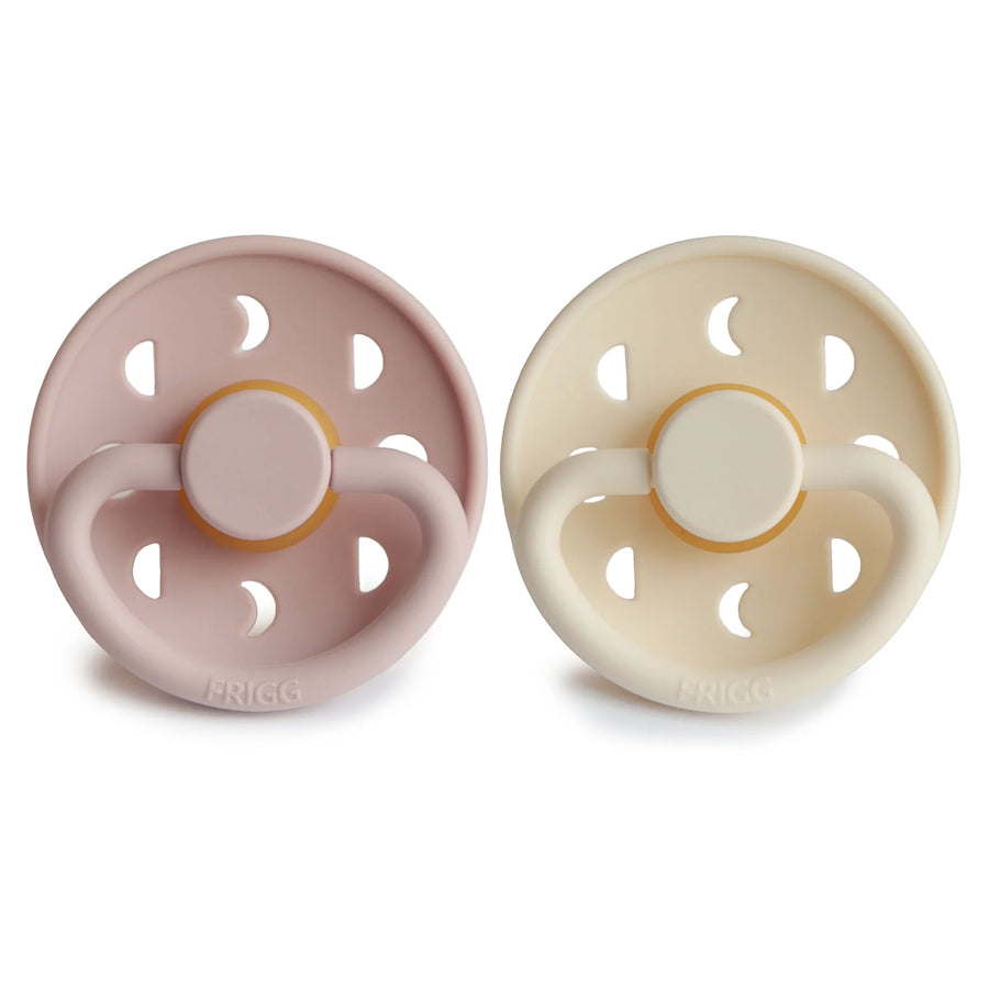 Pack of 2 natural rubber pacifiers Moon Cream/Sage T1 (0-6M) - FRIGG 