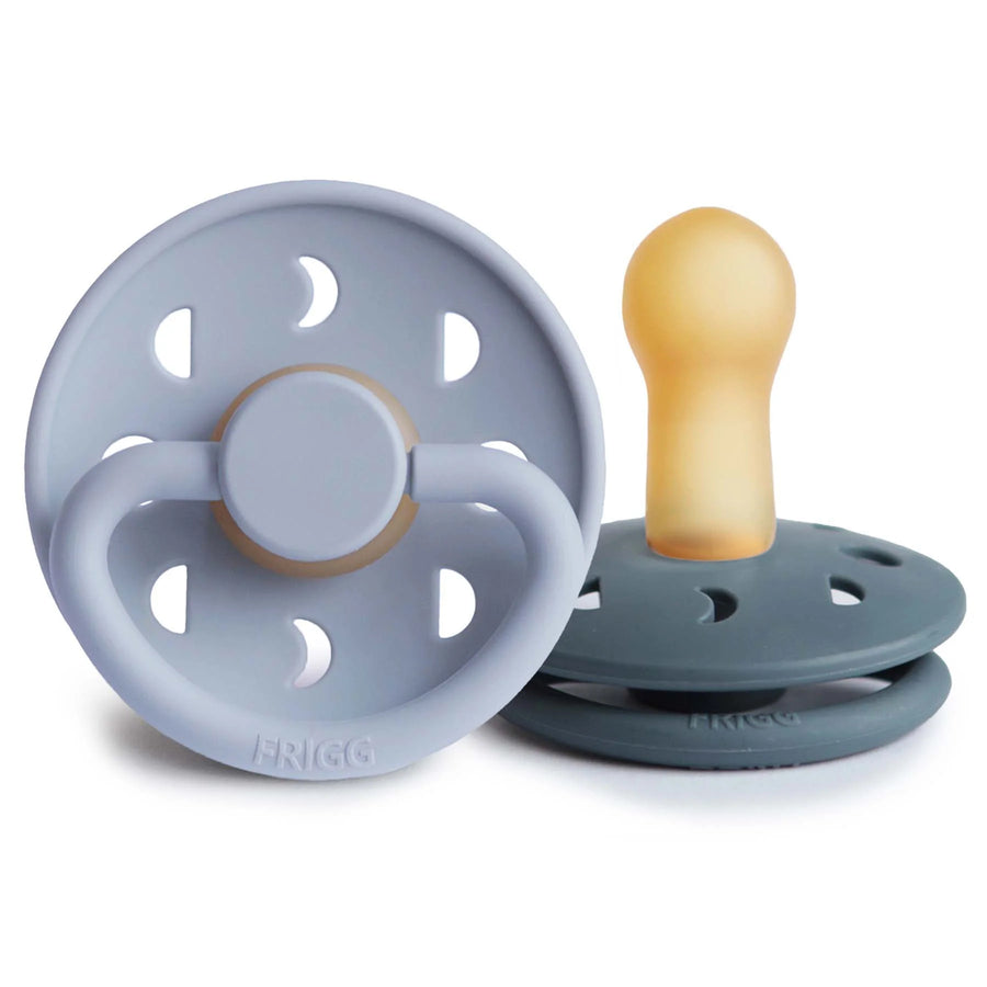 Pack of 2 natural rubber pacifiers Moon Powder Blue/Slate T2 (6-18M) - FRIGG 
