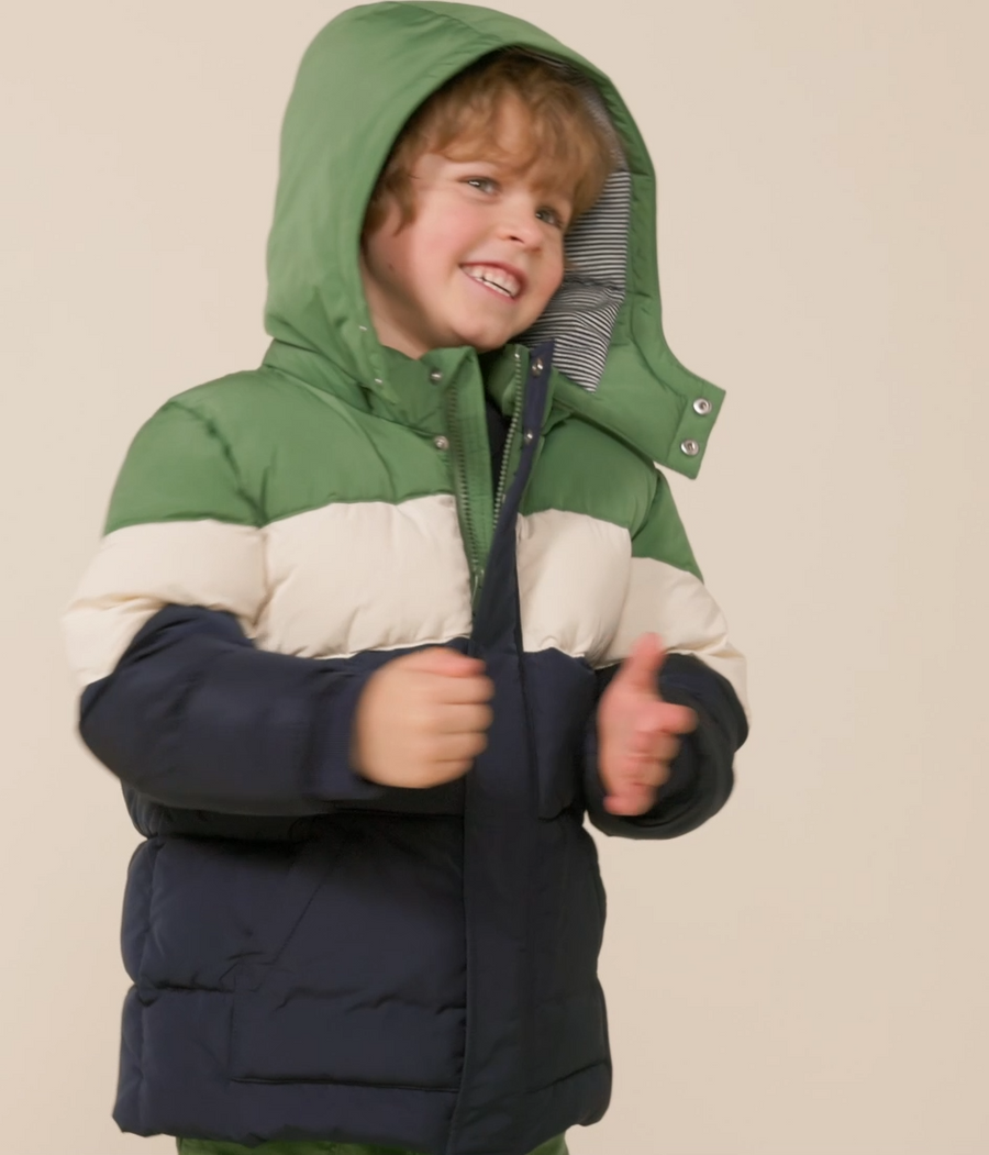 Down jacket with hood Children | Tuxedo - Petit Bateau