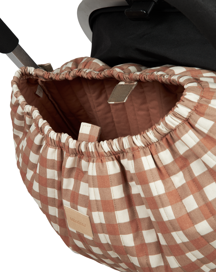 Hyde Park stroller storage bag | Terracotta Checks - Nobodinoz 