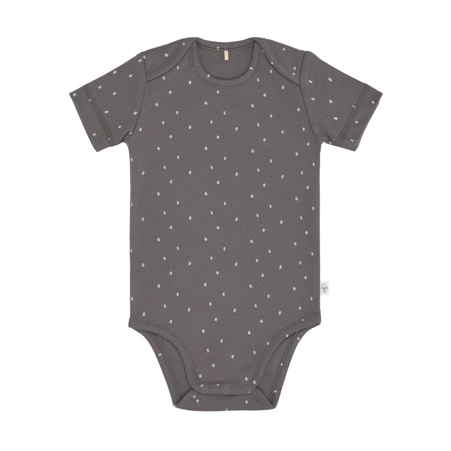 Short Sleeve Baby Bodysuit Cozy Colors Anthracite Polka Dots (7-24 months) GOTS - Lassig 