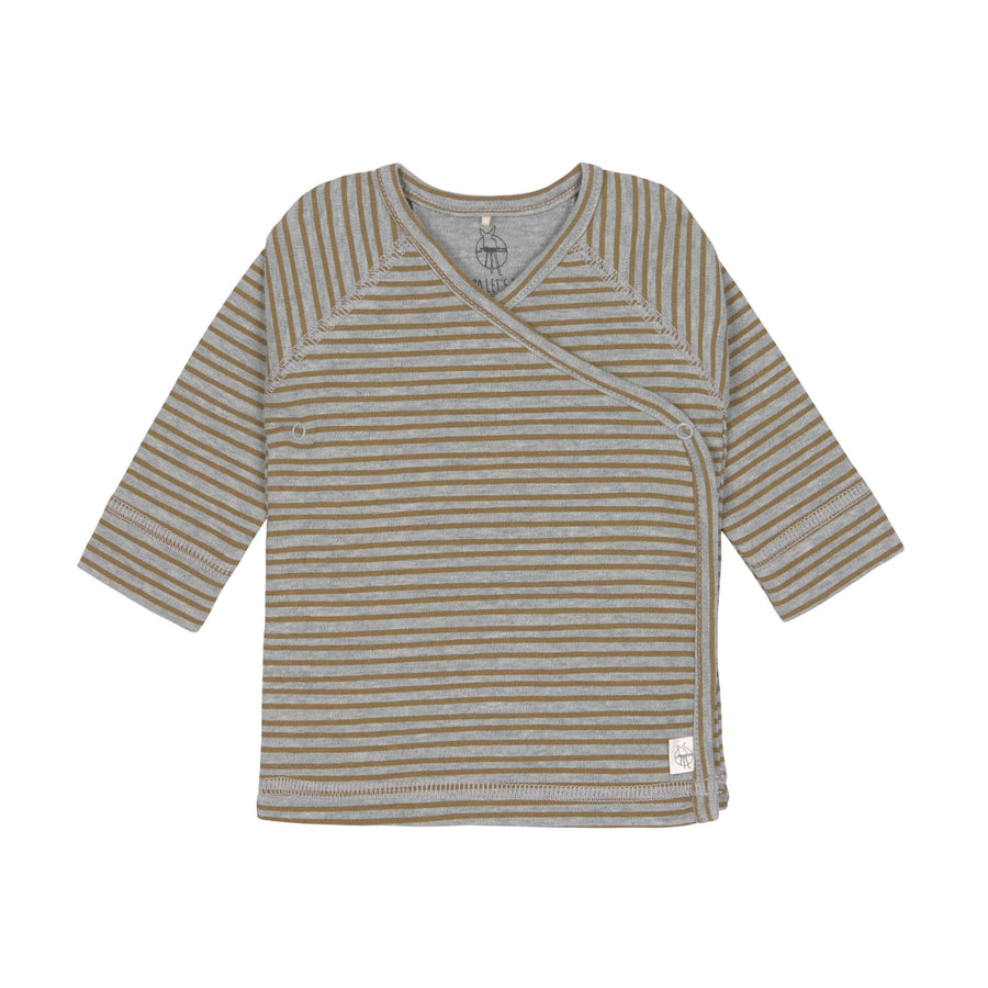 GOTS Heather Gray Striped Baby Kimono T-Shirt - Lassig 