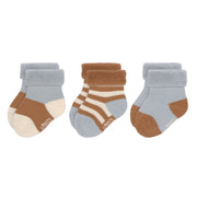 Pack of 3 Newborn Organic Cotton Socks Light Blue Caramel - Lassig 