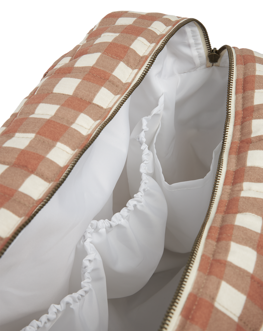 Hyde Park waterproof diaper bag | Terracotta Checks - Nobodinoz 