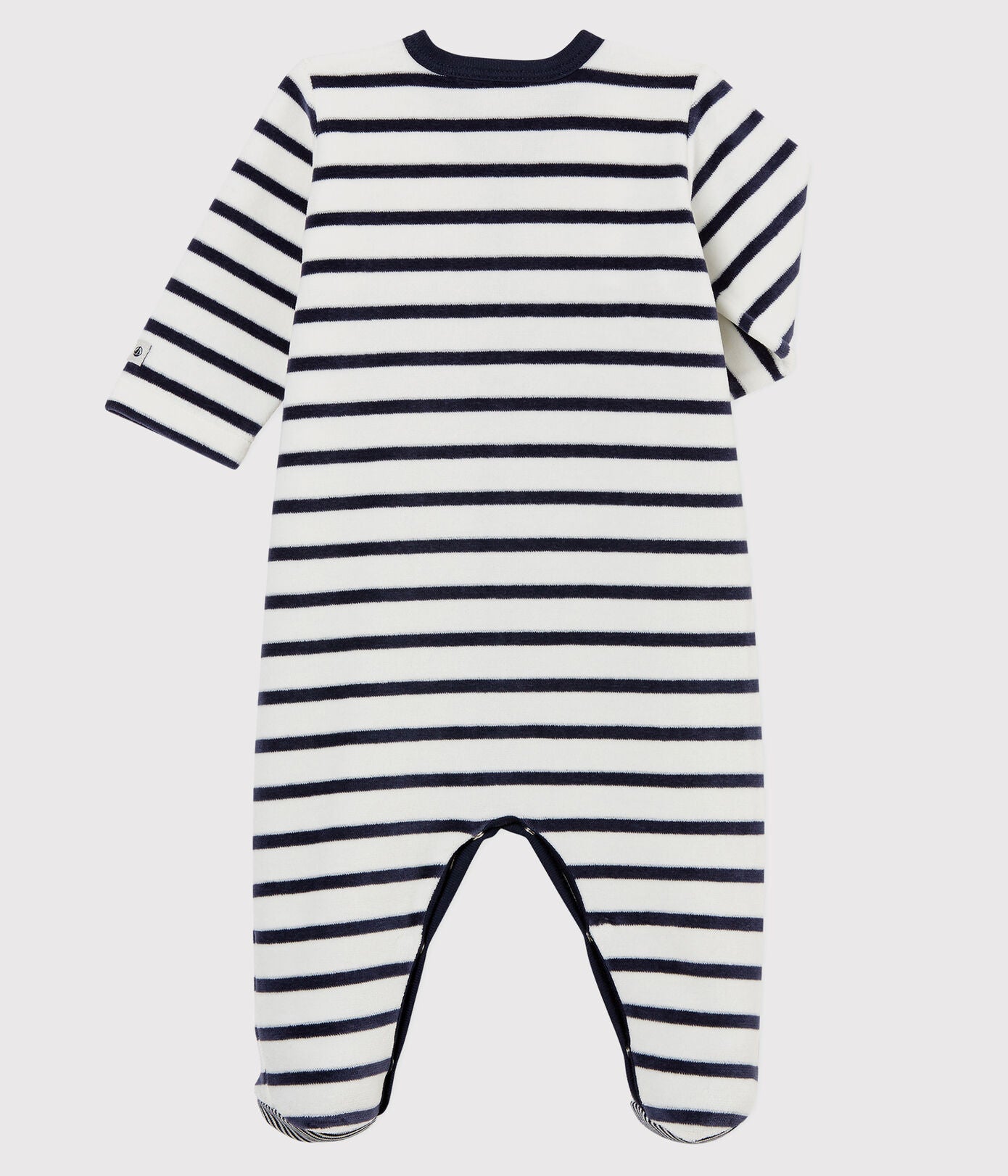 Pyjama van gestreept fluweel voor baby's - Petit Bateau