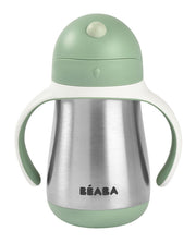 Stainless steel straw cup 250ml Sage Green - Beaba 