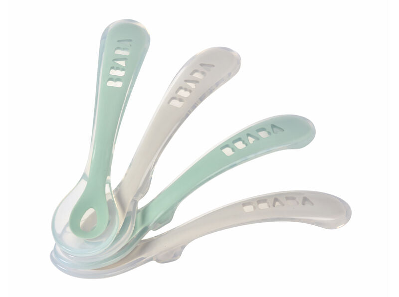 Set of 4 2nd Age silicone spoons Velvet Gray / Sage Green - Beaba 