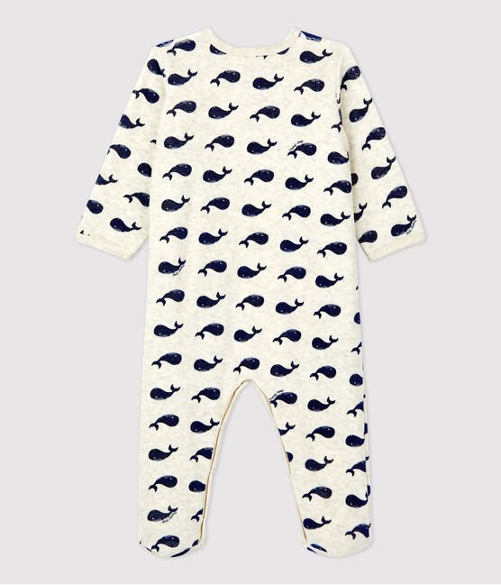 Pyjama van fluweel voor baby's Beige Montelimar / Middeleeuws blauw - Petit Bateau
