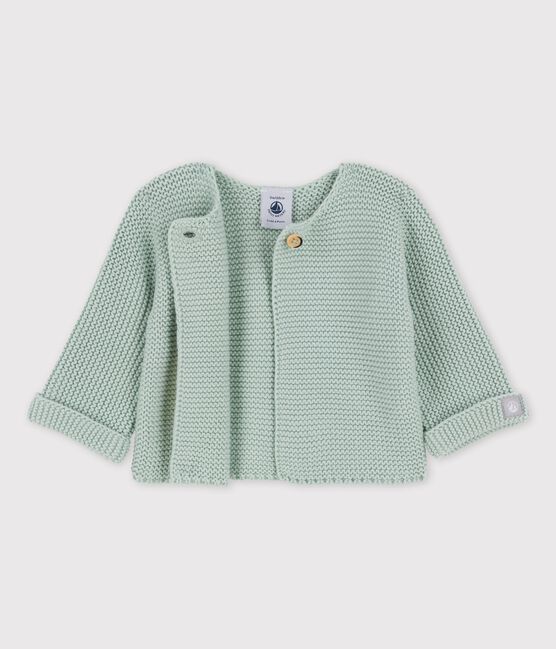 Cardigan en tricot de Coton Bio bébé Vert Herbier - Petit Bateau