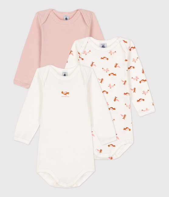 Set of 3 long-sleeved baby bird bodysuits in Organic Cotton - Petit Bateau