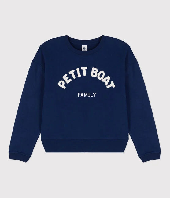 Women's Cotton Sweatshirt | Medieval Blue - Small Boat