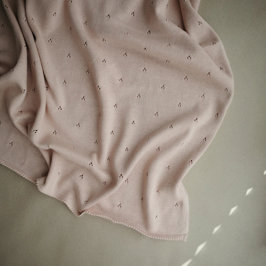 Couverture pour bébé tricot Pointelle Blush - Mushie