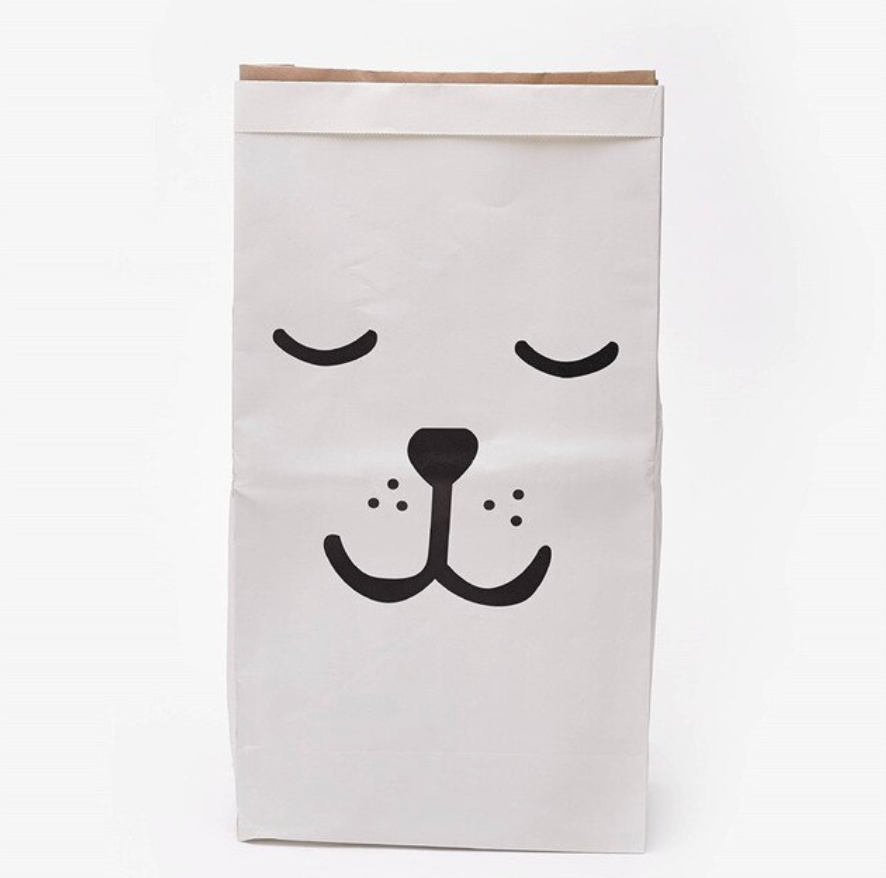 Paper bag sac de rangement ours - Blanc & Noir