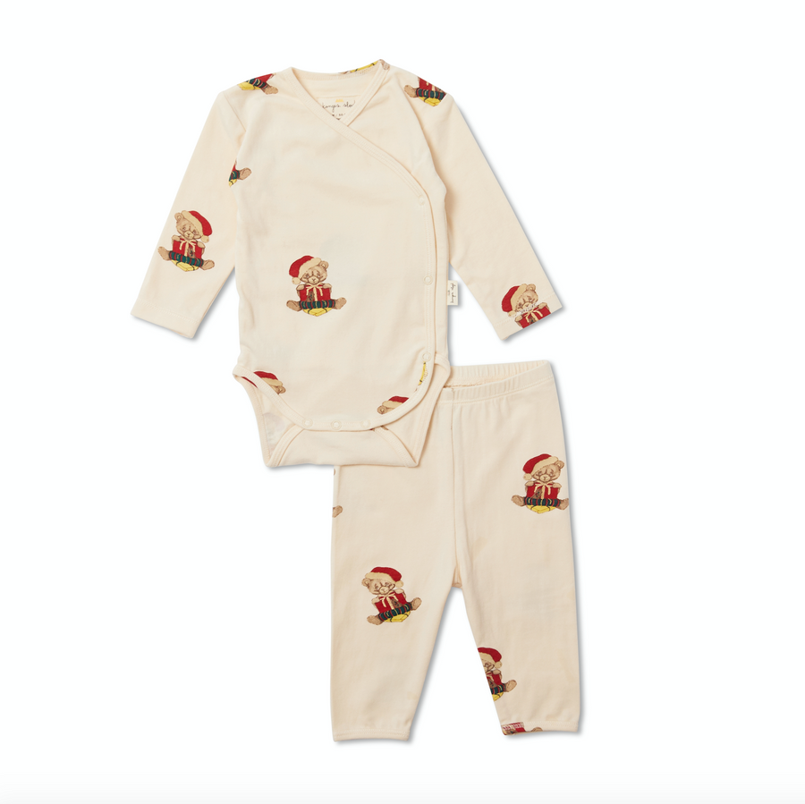 Newborn Organic Cotton Christmas Teddy Pajamas - Konges Slojd 