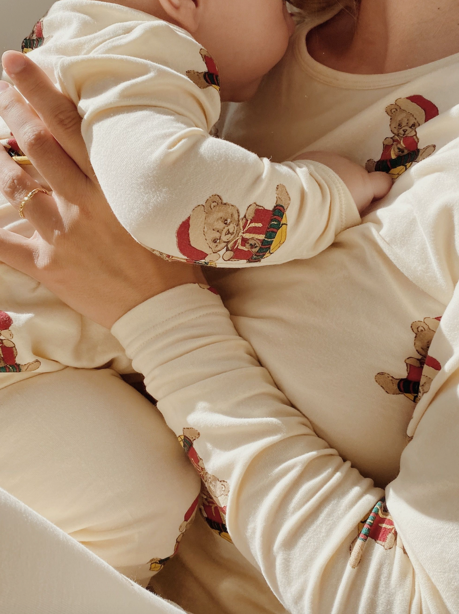 Newborn Organic Cotton Christmas Teddy Pajamas - Konges Slojd 