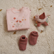 Vintage Pink Knitted Baby Slippers - Little Dutch