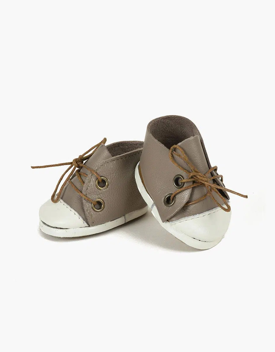 Taupe leather sneakers for Dolls - Minikane