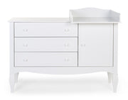 Romantic white chest of drawers 3 drawers + 1 door + Changing table - Childhome 
