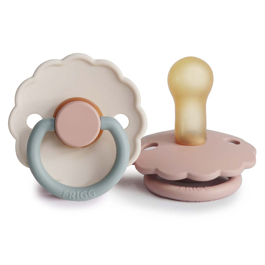 Pack of 2 Daisy Blush/Cotton Candy Natural Rubber Pacifiers T2 (6-18M) - FRIGG 