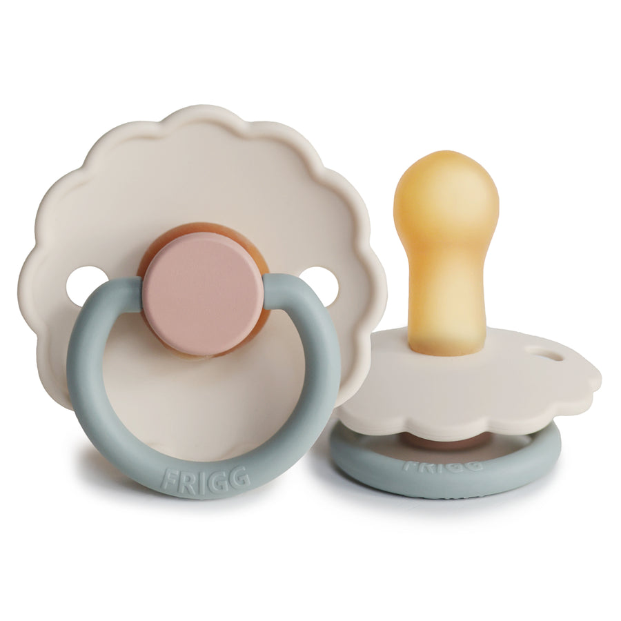 Pack of 2 Daisy Blush/Cotton Candy Natural Rubber Pacifiers T2 (6-18M) - FRIGG 